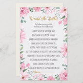 Love is in Bloom Shower Would She Rather Game (Voorkant / Achterkant)