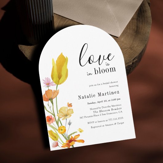 Love is in Bloom Spring Wildflower Bridal Shower Kaart