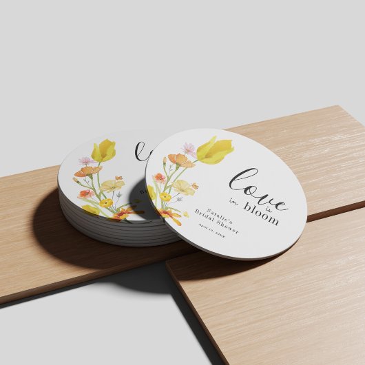 Love is in Bloom Spring Wildflower Bridal Shower Ronde Kartonnen Onderzetter