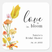 Love is in Bloom Spring Wildflower Bridal Shower Vierkante Sticker (Voorkant)