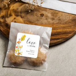 Love is in Bloom Spring Wildflower Bridal Shower Vierkante Sticker