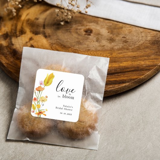 Love is in Bloom Spring Wildflower Bridal Shower Vierkante Sticker