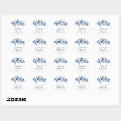 Love Is In Bloom Stofblauw Bloemachtige Bruiloftsd Ronde Sticker (Vel)