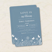 Love Is in Bloom Stofblauw Bruidsfeest Uitnodiging