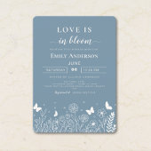 Love Is in Bloom Stofblauw Bruidsfeest Uitnodiging