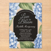 Love Is in Bloom Unieke Hydrangea Bruiloft Feest Acryl Uitnodigingen (Voorkant)