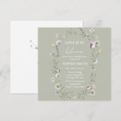Love Is In Bloom Vrijgezellenfeest Sage Green Squa Kaart (Voorkant / Achterkant)
