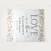 Love Is in Bloom White Bridal Shower Backdrop Wandkleed (Voorkant (horizontaal))