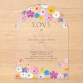 Love is in Bloom Wildflower Garden Bridal Shower Acryl Uitnodigingen (Voorkant)