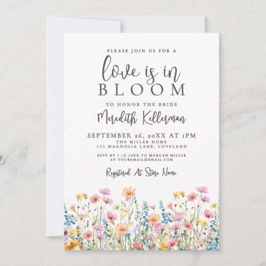 Love Is In Bloom Wildflowers Bridal Shower Kaart (Voorkant)