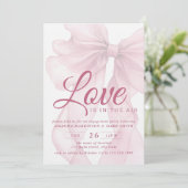 Love Is In The Air Bow Mauve Engagement Party Kaart (Staand voorkant)