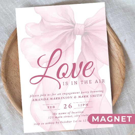 Love Is In The Air Bow Mauve Engagement Party Magnetische Uitnodiging