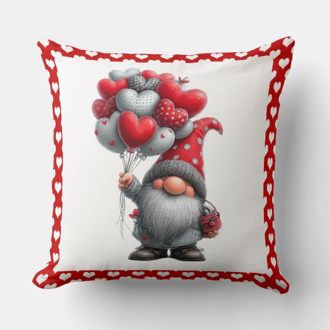 "Love is in the Air" Heart Balloon Gnome Kussen (Voorkant)