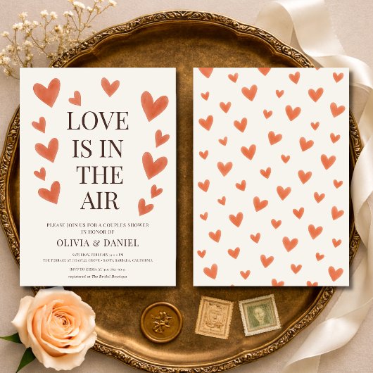 Love is in the Air Hearts Couples Shower Kaart