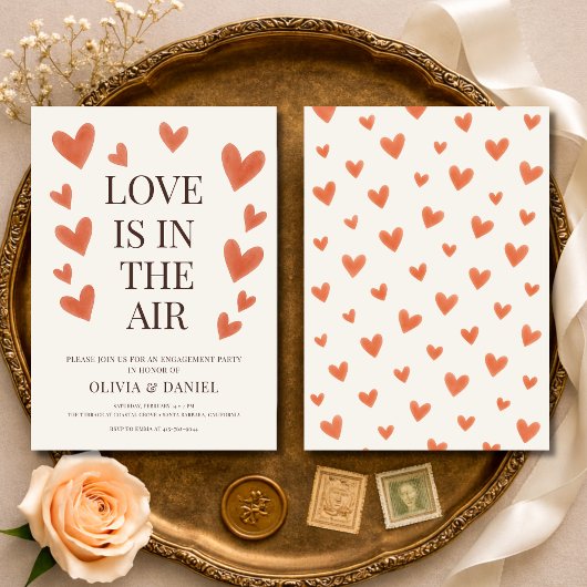 Love is in the Air Hearts Engagement Party Kaart