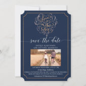 Love is in the Air Navy Script Typography Heart Kaart (Voorkant)