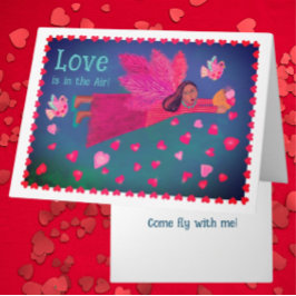 Love is in the Air Personalized Folk Art Angel  Feestdagen Kaart