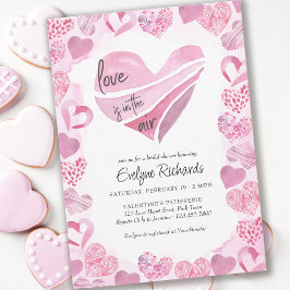 Love is in the Air Pink Love Hearts Bridal Shower Kaart