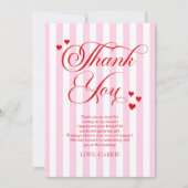 Love Is In The Air Pink Red Hearts Bridal Shower Bedankkaart (Voorkant)