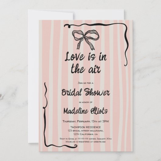 Love Is in the Air Retro Pink Quirky Bridal Shower Kaart (Voorkant)