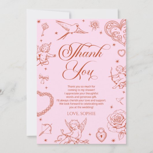 Love Is In The Air Valentine's Day Bridal Shower Bedankkaart (Voorkant)