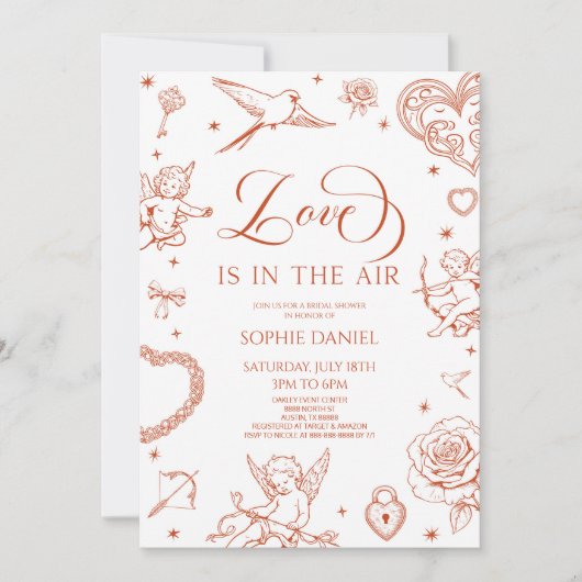 Love Is In The Air Valentine's Day Bridal Shower Kaart (Voorkant)