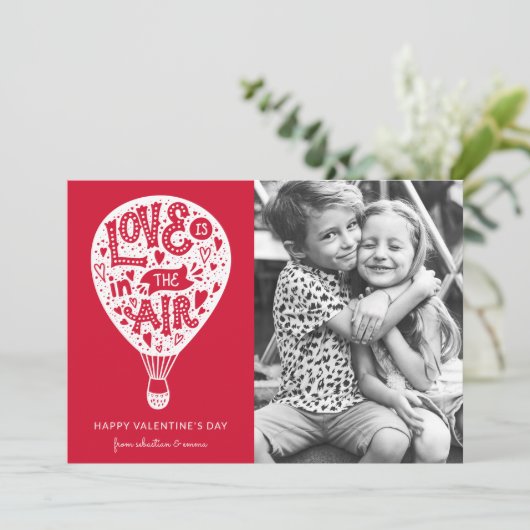 Love Is In The Air | wit | Foto Valentijn Feestdagenkaart (Staand voorkant)
