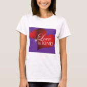 Love is Kind--Red Hearts Purple--White W T-Shirt (Voorkant)