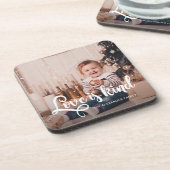 Love is Kind Script with Name and Photo Bier Onderzetter (Linkerzijde)