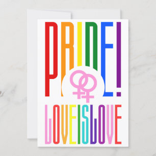 Love is Lesbian Pride LGBT Rainbow Text Kaart