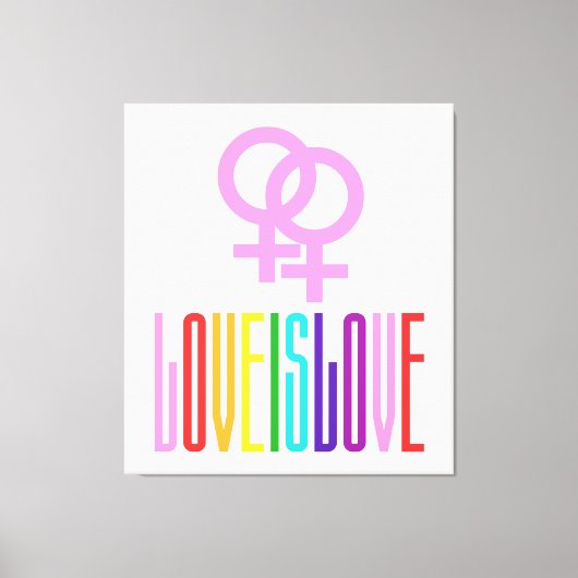 Love is Lesbian Relatie LGBT Rainbow Canvas Afdruk (Voorkant)