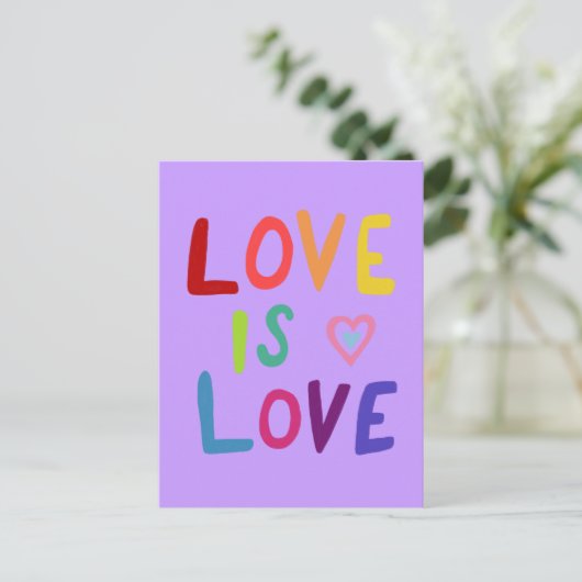LOVE IS LIEFDE kleurrijke regenboog Briefkaart (Staand voorkant)