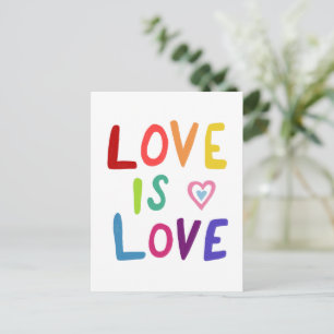 LOVE IS LIEFDE kleurrijke regenboog Briefkaart