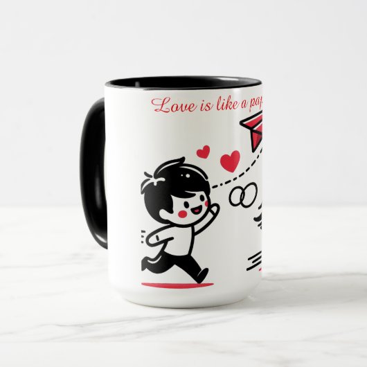 Love is like a paper plane mok (Voorkant links)