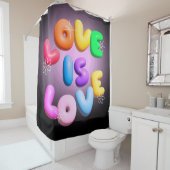 Love Is Love 3D Regenboog Pride Douchegordijn (In situ)