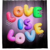 Love Is Love 3D Regenboog Pride Douchegordijn (Voorkant)
