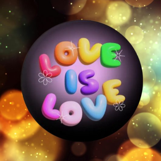 Love Is Love 3D Regenboog Pride Knop Ronde Button 7,6 Cm