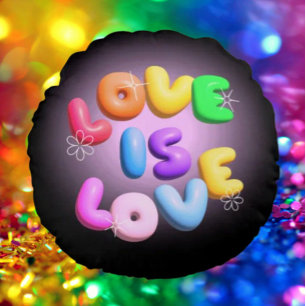 Love Is Love 3D Regenboog Pride Ronde Kussen