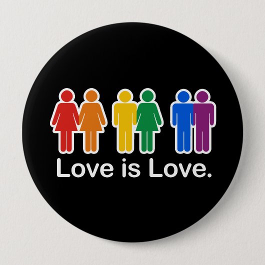 LOVE IS LOVE BASIC RONDE BUTTON 4,0 CM (Voorkant)