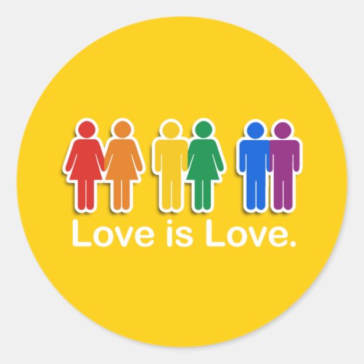 LOVE IS LOVE BASIC RONDE STICKER (Voorkant)