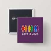 LOVE IS LOVE BASIC VIERKANTE BUTTON 5,1 CM (Voorkant /achterkant)
