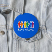 LOVE IS LOVE BLAUW RONDE BUTTON 4,0 CM (In situ)