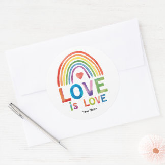 "Love is Love" Bright Color Rainbow Gay Pride Ronde Sticker