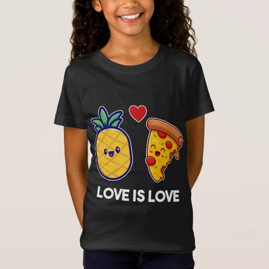 Love is Love Cute Pride Pineapple Pizza T-shirt (Voorkant)