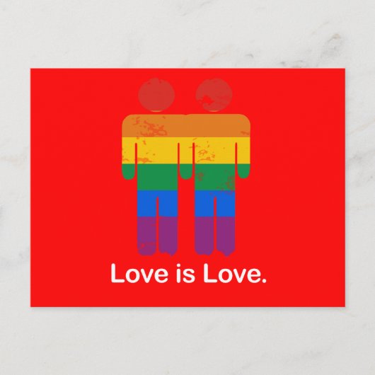 LOVE IS LOVE GAY COUPLE BRIEFKAART (Voorkant)