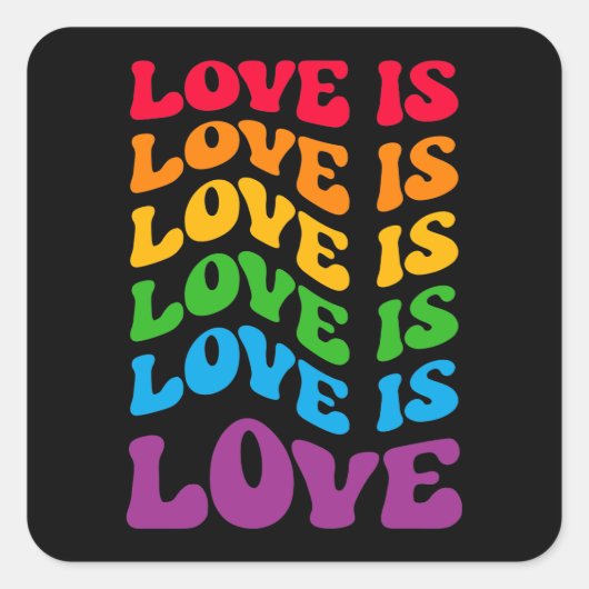 Love is Love Gay LGBT Vierkante Sticker (Voorkant)