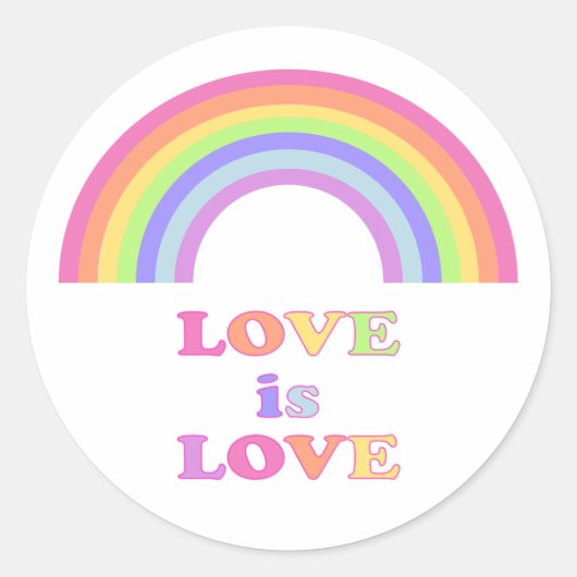 LOVE is LOVE - Gay Pride / LGBTQ Rainbow Ronde Sticker (Voorkant)
