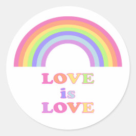 LOVE is LOVE - Gay Pride / LGBTQ Rainbow Ronde Sticker