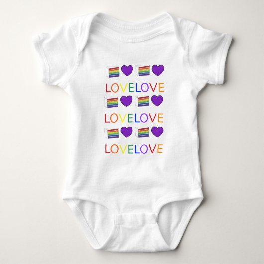 LOVE IS LOVE Gay Pride Rainbow Cake LGBT Heart Romper (Voorkant)