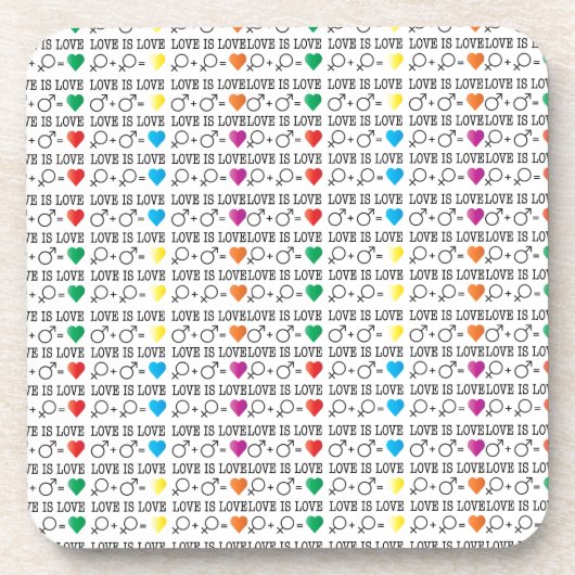 LOVE is LOVE-gelijkheidscitaat in regenboogkleuren Bier Onderzetter (Voorkant)